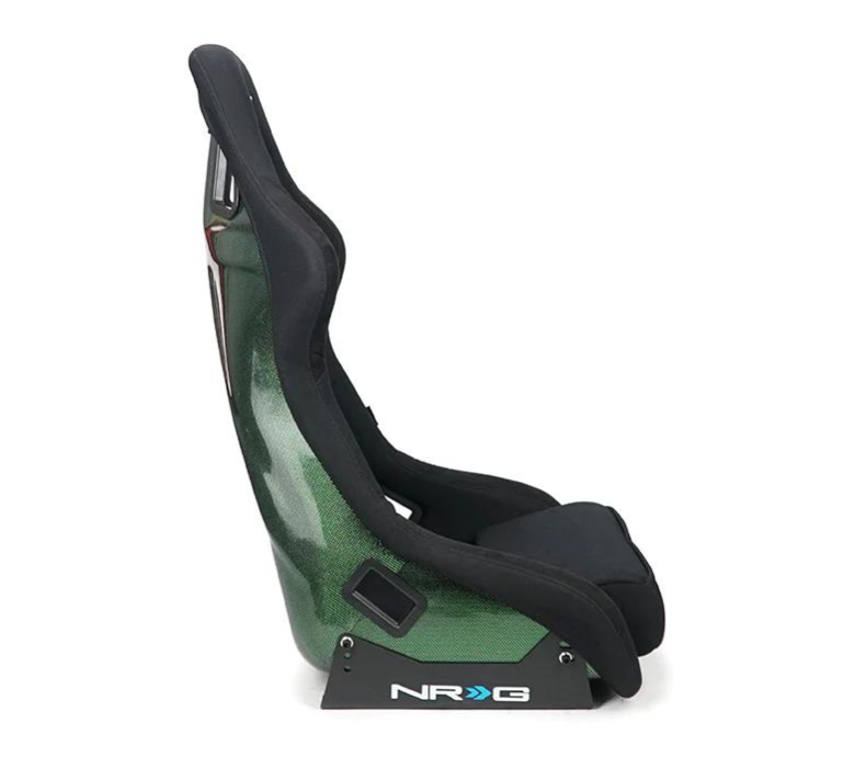 NRG Innovations - Carbon Fiber Bucket Seat - Large - Black/Green Carbon Fiber Back - RSC-302CF/GN - NextGen Tuning