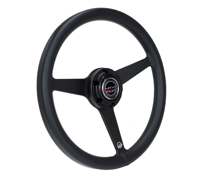 NRG Innovations x Prisma Lab - Aluminum Steering Wheel - Black w/Solid Heritage Spokes - NextGen Tuning