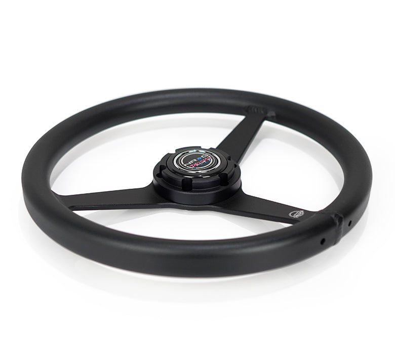 NRG Innovations x Prisma Lab - Aluminum Steering Wheel - Black w/Solid Heritage Spokes - NextGen Tuning