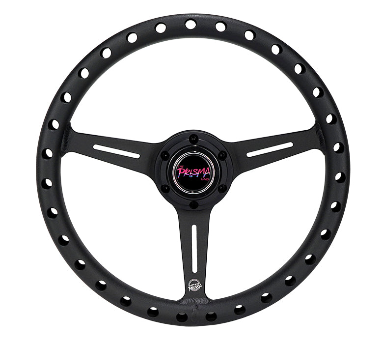 NRG Innovations x Prisma Lab - Aluminum Extra Light Steering Wheel - Black w/Split Spokes - NextGen Tuning