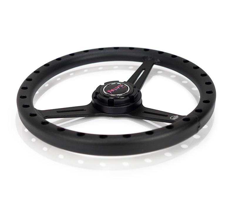 NRG Innovations x Prisma Lab - Aluminum Extra Light Steering Wheel - Black w/Split Spokes - NextGen Tuning