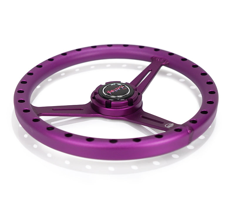 NRG Innovations x Prisma Lab - Aluminum Extra Light Steering Wheel - Purple w/Split Spokes - NextGen Tuning