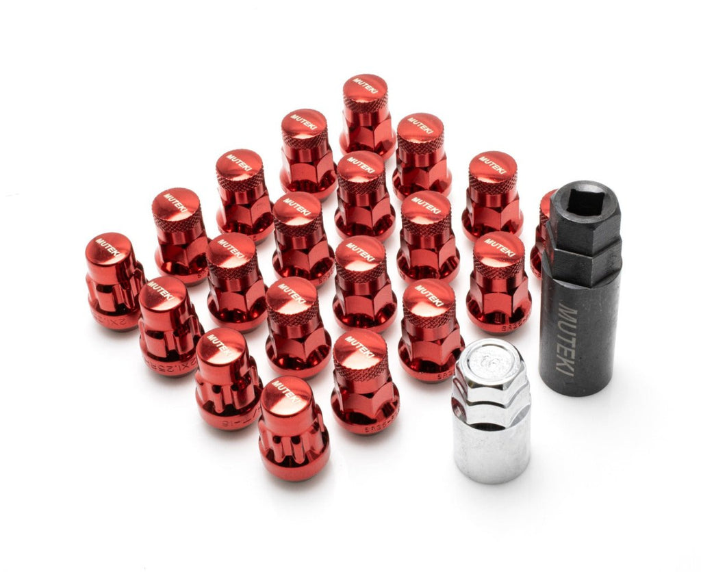Muteki SR35 Close End Lug Nuts w/ Lock Set Red 12x1.25 Set of