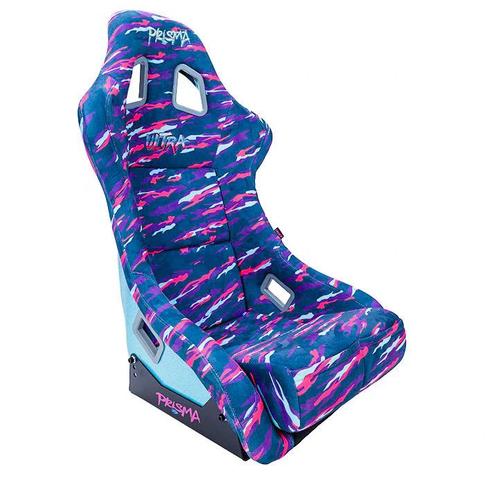 NRG Innovations - FRP Bucket Seat Battle Ultra Edition - Medium - Battle Flag Print/Blue Sparkle Back - FRP-303-BATTLE-ULTRA - NextGen Tuning