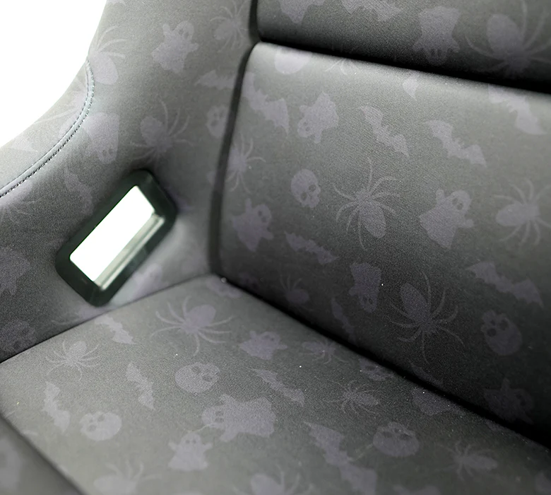 NRG Innovations - FRP Bucket Seat Spooky Edition - Large - Halloween Print/Orange Sparkle Back - FRP-302BK-SPOOKY - NextGen Tuning
