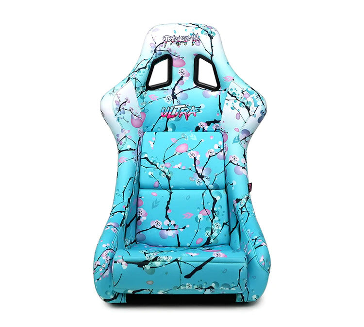 NRG Innovations - FRP Bucket Seat Blossom Ultra Edition - Large - Blossom Print/Gray to Purple Hombre Sparkled Back - NextGen Tuning