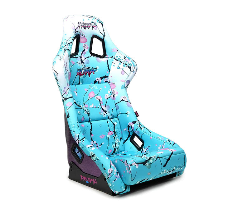 NRG Innovations - FRP Bucket Seat Blossom Ultra Edition - Large - Blossom Print/Gray to Purple Hombre Sparkled Back - NextGen Tuning