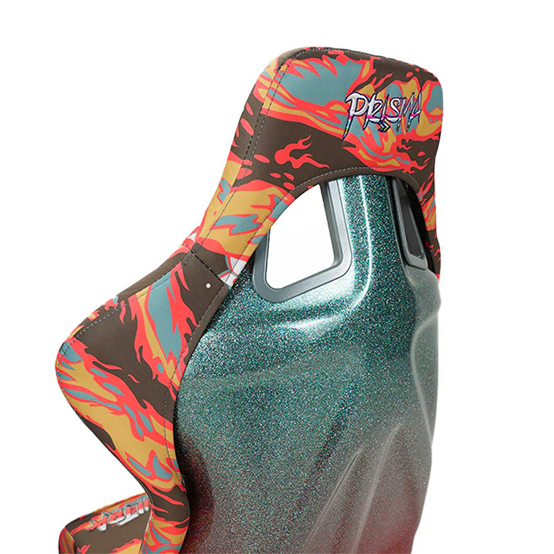 NRG Innovations - FRP Bucket Seat In4mation Collab Edition - Large - Sakura Tiger Print/Mixed Sparkle Back - FRP-302BR-IN4 - NextGen Tuning