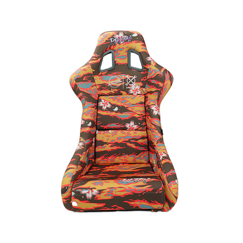 NRG Innovations - FRP Bucket Seat In4mation Collab Edition - Large - Sakura Tiger Print/Mixed Sparkle Back - FRP-302BR-IN4 - NextGen Tuning