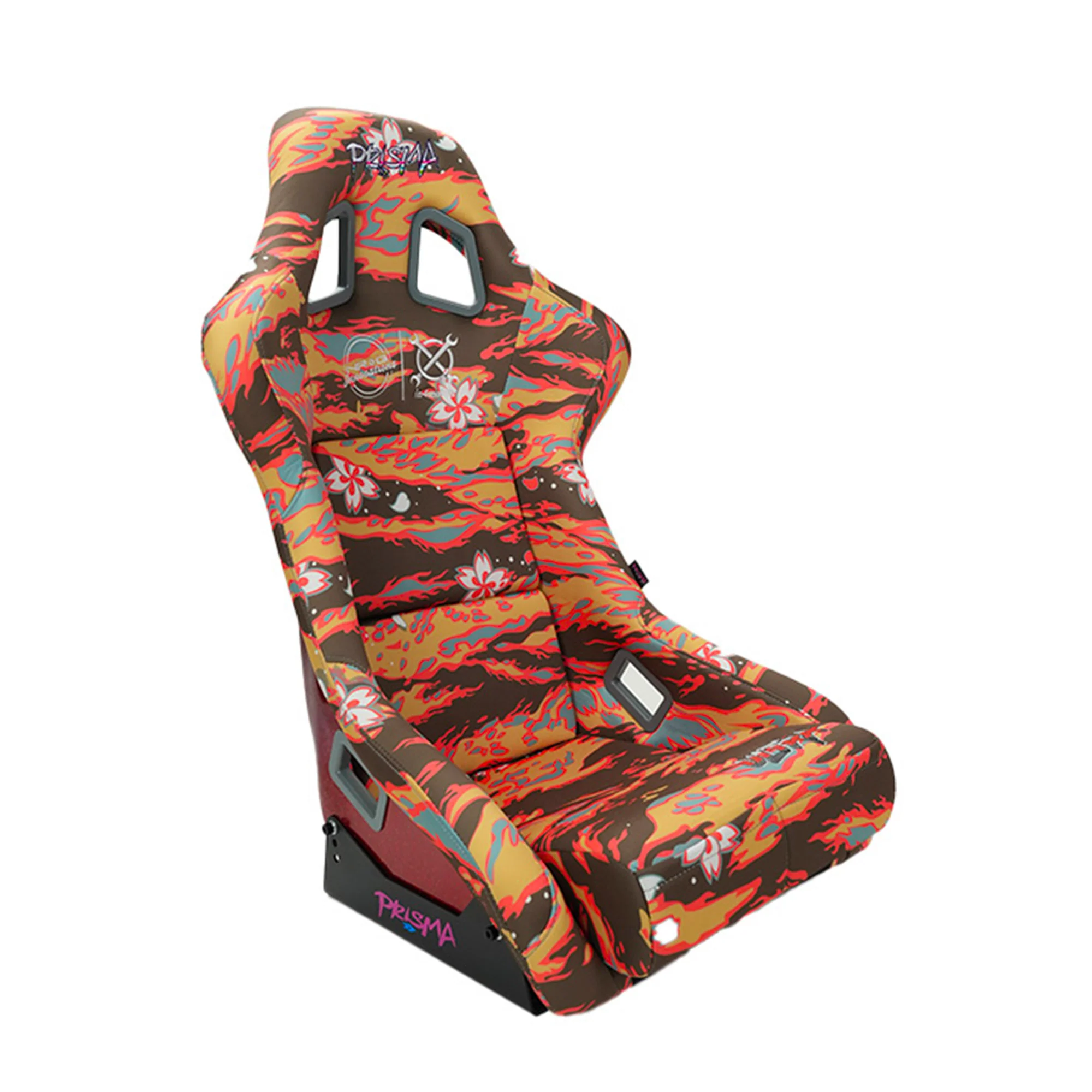 NRG Innovations - FRP Bucket Seat In4mation Collab Edition - Large - Sakura Tiger Print/Mixed Sparkle Back - FRP-302BR-IN4 - NextGen Tuning