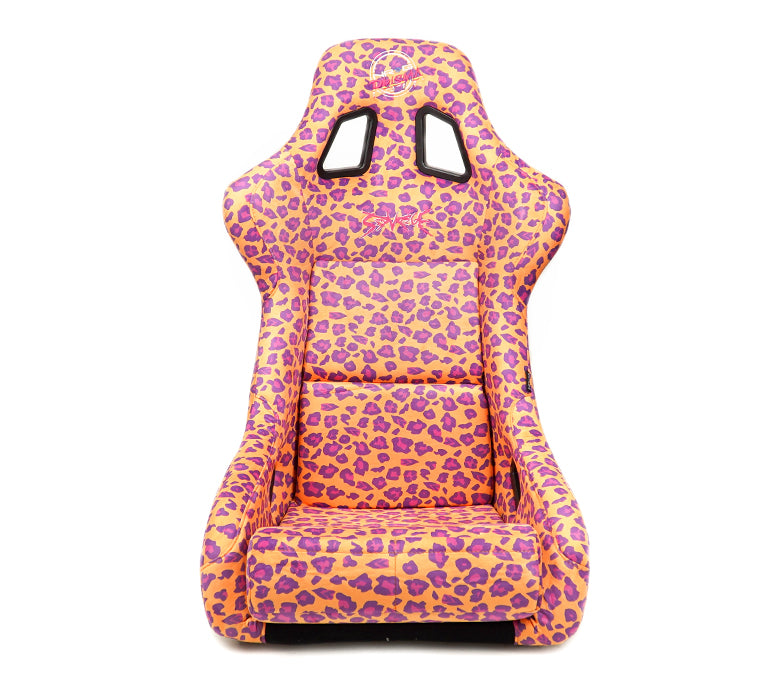 NRG Innovations - FRP Bucket Seat Savage Edition - Large - Wild Thornberry Leopard Print/White Pearlized Back - NextGen Tuning