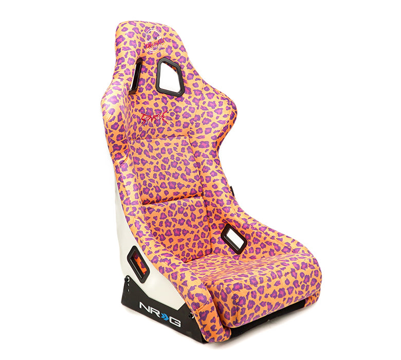 NRG Innovations - FRP Bucket Seat Savage Edition - Large - Wild Thornberry Leopard Print/White Pearlized Back - NextGen Tuning