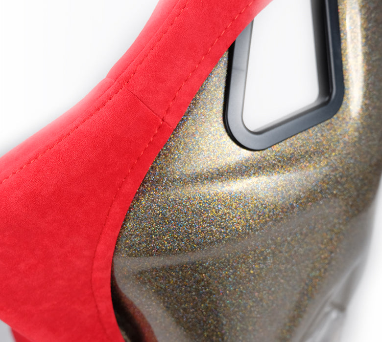 NRG Innovations - FRP Bucket Seat Ultra Edition - Large - Red/Gold Glitter Back - NextGen Tuning