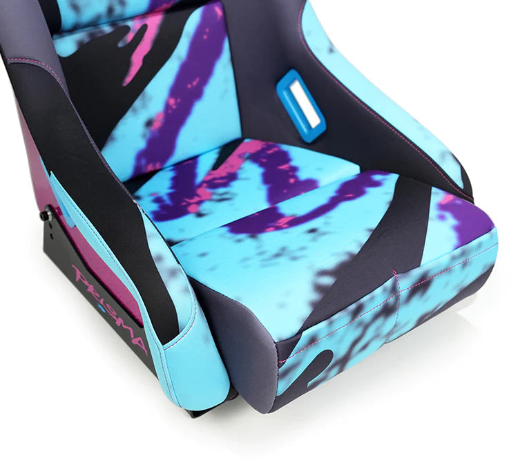 NRG Innovations - FRP Bucket Seat Retro Ultra Edition - Large - Retro Print/Green to Pink Hombre Sparkled Back - NextGen Tuning