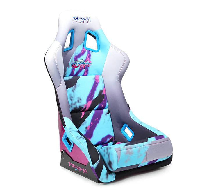 NRG Innovations - FRP Bucket Seat Retro Ultra Edition - Large - Retro Print/Green to Pink Hombre Sparkled Back - NextGen Tuning