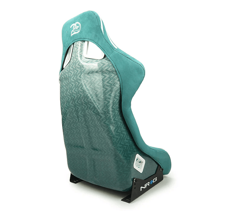 NRG Innovations - FRP Bucket Seat - 20 Year Anniversary - Medium - Microfiber Green w/ White Stripes & Arrow Design - FRP-303TWTY-GN - NextGen Tuning