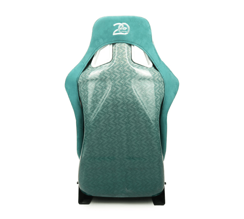 NRG Innovations - FRP Bucket Seat - 20 Year Anniversary - Medium - Microfiber Green w/ White Stripes & Arrow Design - FRP-303TWTY-GN - NextGen Tuning