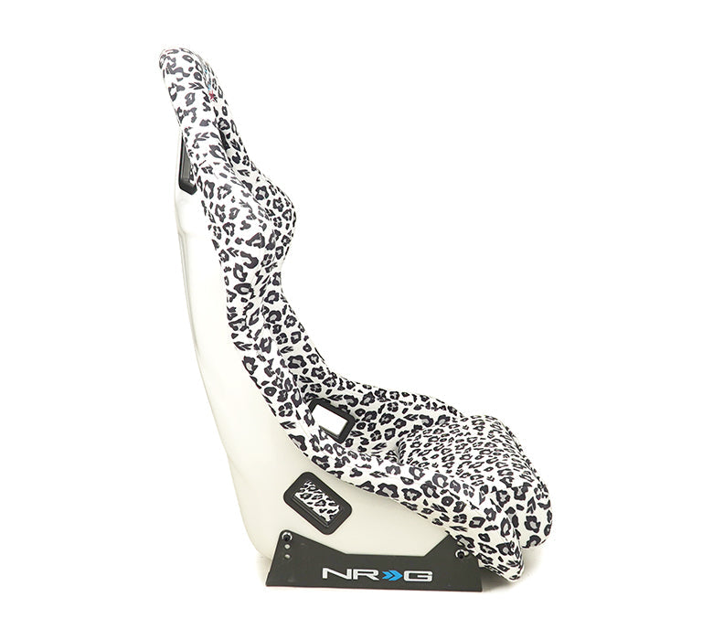 NRG Innovations - FRP Bucket Seat Savage Edition - Snow Leopard Print/White Pearlized Back - NextGen Tuning