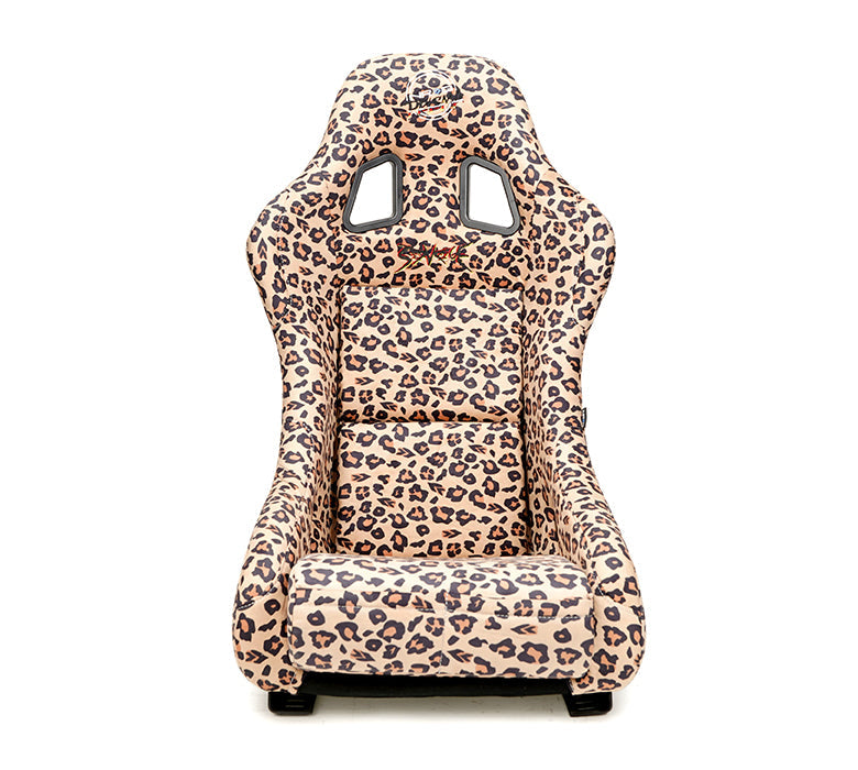 NRG Innovations - FRP Bucket Seat Savage Edition - Medium - Cheetah Print/White Pearlized Back - NextGen Tuning