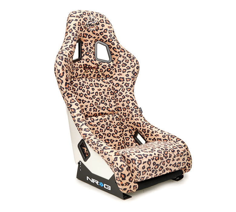 NRG Innovations - FRP Bucket Seat Savage Edition - Medium - Cheetah Print/White Pearlized Back - NextGen Tuning