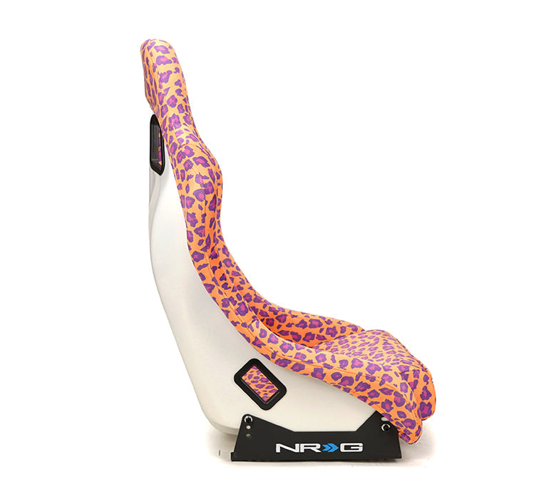 NRG Innovations - FRP Bucket Seat Savage Edition - Medium - Wild Thornberry Leopard Print/White Pearlized Back - NextGen Tuning