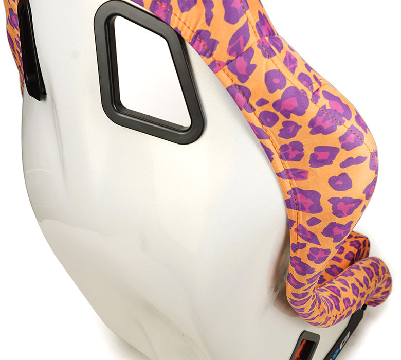 NRG Innovations - FRP Bucket Seat Savage Edition - Medium - Wild Thornberry Leopard Print/White Pearlized Back - NextGen Tuning