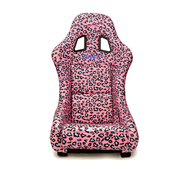 NRG Innovations - FRP Bucket Seat Savage Edition - Medium - Pink Panther Print/White Pearlized Back - NextGen Tuning