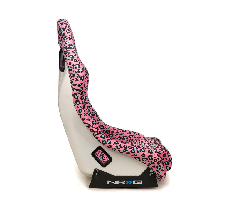 NRG Innovations - FRP Bucket Seat Savage Edition - Medium - Pink Panther Print/White Pearlized Back - NextGen Tuning