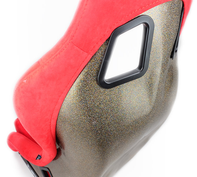 NRG Innovations - FRP Bucket Seat Ultra Edition - Medium - Red Alcantara/Gold Mix Back - NextGen Tuning