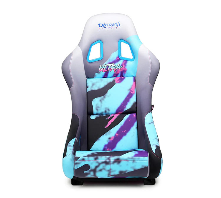 NRG Innovations - FRP Bucket Seat Retro Ultra Edition - Medium - Retro Print/Green to Pink Hombre Sparkled Back - NextGen Tuning