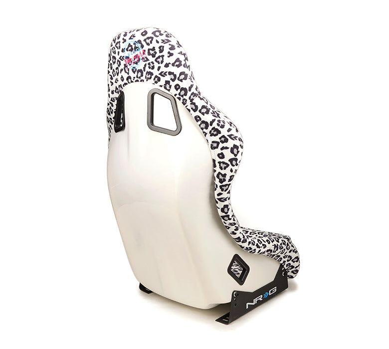 NRG Innovations - FRP Bucket Seat Savage Edition - Medium - Snow Leopard Print/White Pearlized Back - NextGen Tuning