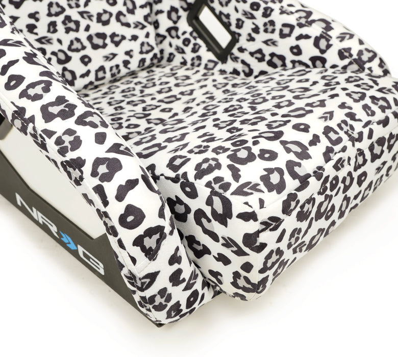 NRG Innovations - FRP Bucket Seat Savage Edition - Medium - Snow Leopard Print/White Pearlized Back - NextGen Tuning