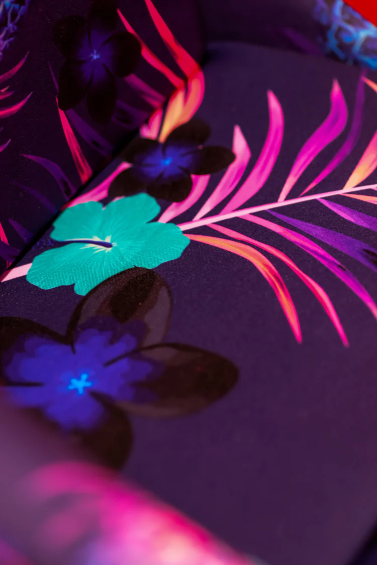 NRG Innovations - FRP Bucket Seat Pina Edition - Large - Invert Tropical Print/Purple Pearlized Back - NextGen Tuning