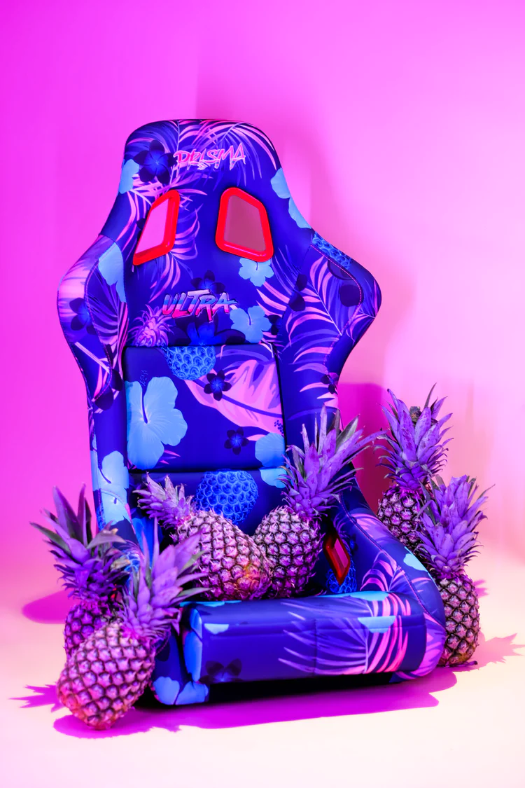 NRG Innovations - FRP Bucket Seat Pina Edition - Large - Invert Tropical Print/Purple Pearlized Back - NextGen Tuning