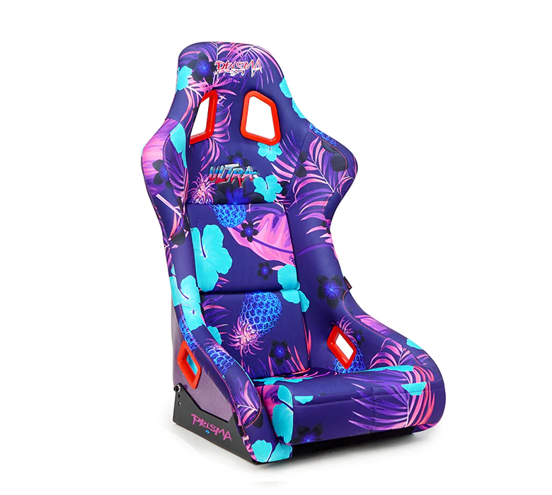 NRG Innovations - FRP Bucket Seat Pina Edition - Large - Invert Tropical Print/Purple Pearlized Back - NextGen Tuning