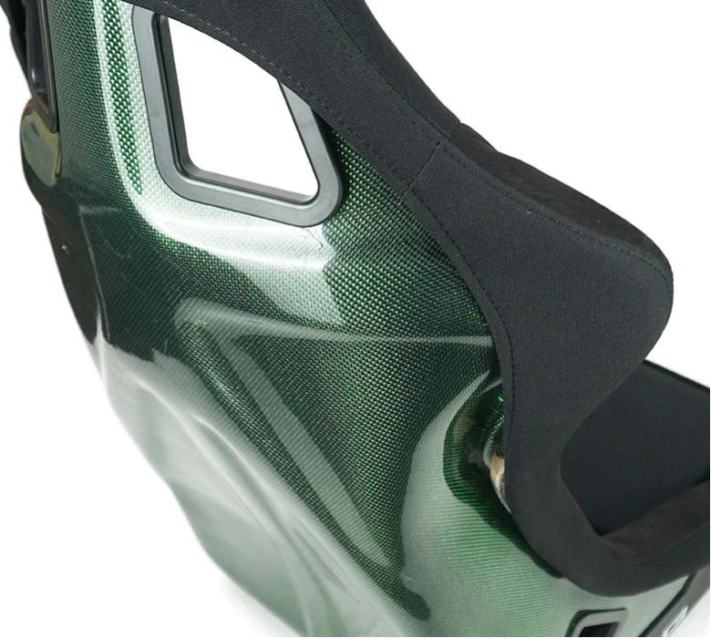 NRG Innovations - Carbon Fiber Bucket Seat - Large - Black/Green Carbon Fiber Back - RSC-302CF/GN - NextGen Tuning