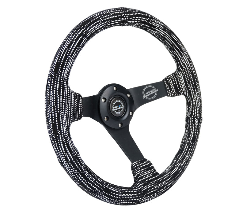 NRG Innovations - Reinforced Series Steering Wheel - Hyper Black Suede w/Black Stitching -  Black Solid Spokes - NextGen Tuning