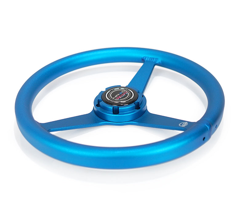 NRG Innovations x Prisma Lab - Aluminum Steering Wheel - Blue w/Solid Heritage Spokes - NextGen Tuning
