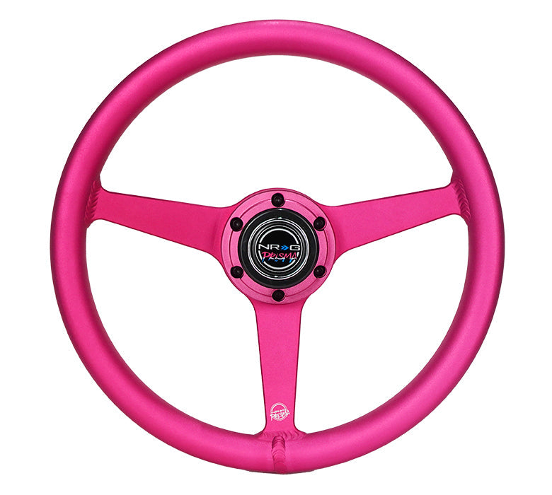 NRG Innovations x Prisma Lab - Aluminum Steering Wheel - Pink w/Solid Heritage Spokes - NextGen Tuning