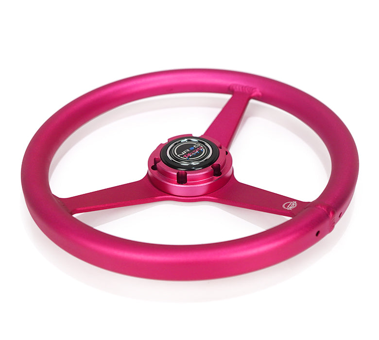 NRG Innovations x Prisma Lab - Aluminum Steering Wheel - Pink w/Solid Heritage Spokes - NextGen Tuning
