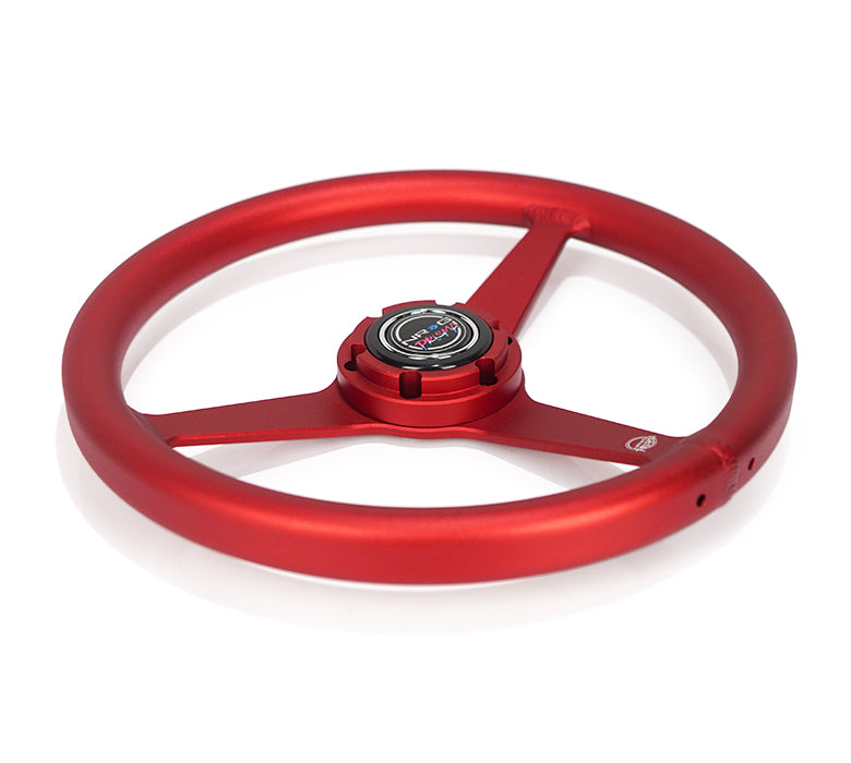 NRG Innovations x Prisma Lab - Aluminum Steering Wheel - Red w/Solid Heritage Spokes - NextGen Tuning