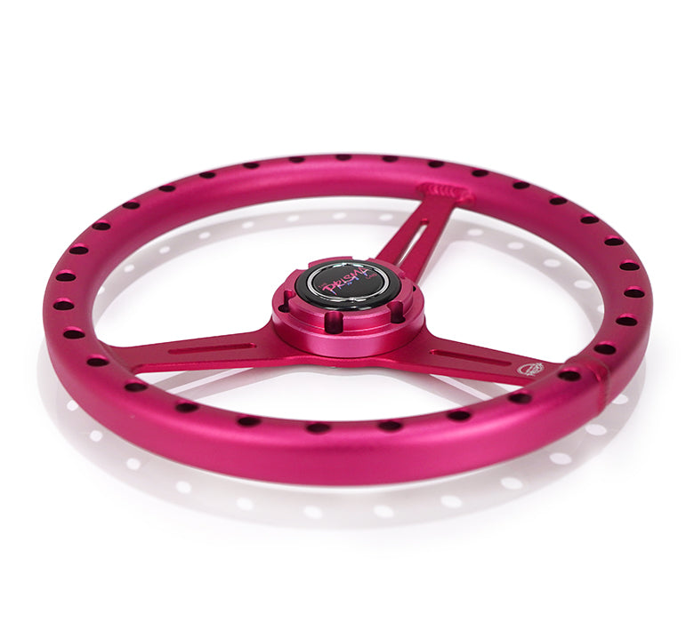 NRG Innovations x Prisma Lab - Aluminum Extra Light Steering Wheel - Pink w/Split Spokes - NextGen Tuning