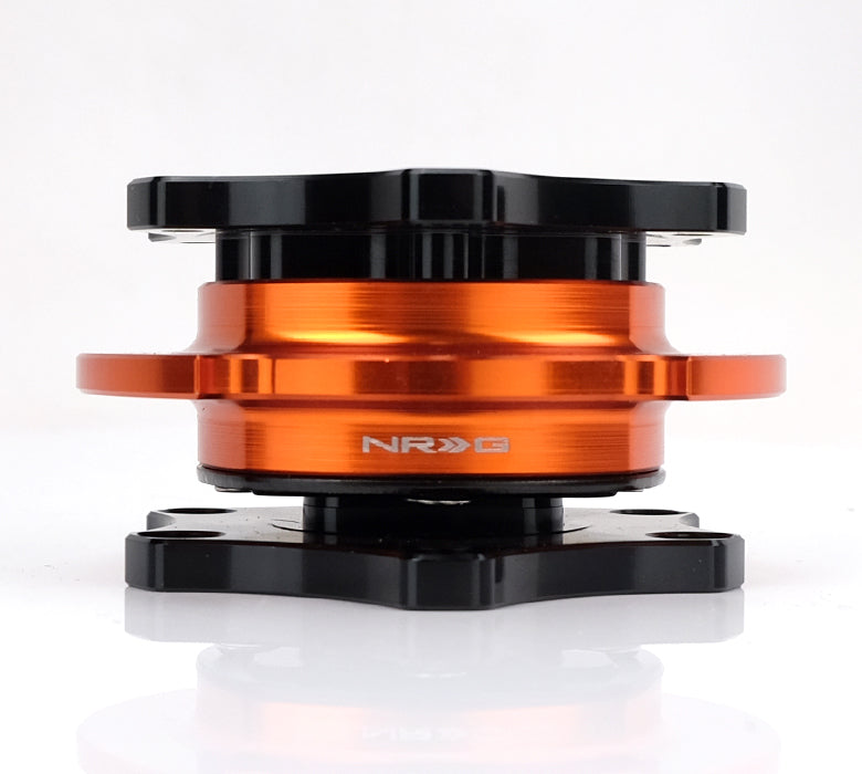 NRG Innovations - R2.0 SFI Key Way Type Quick Release - Shiny Black Body / Shiny Orange Ring - NextGen Tuning