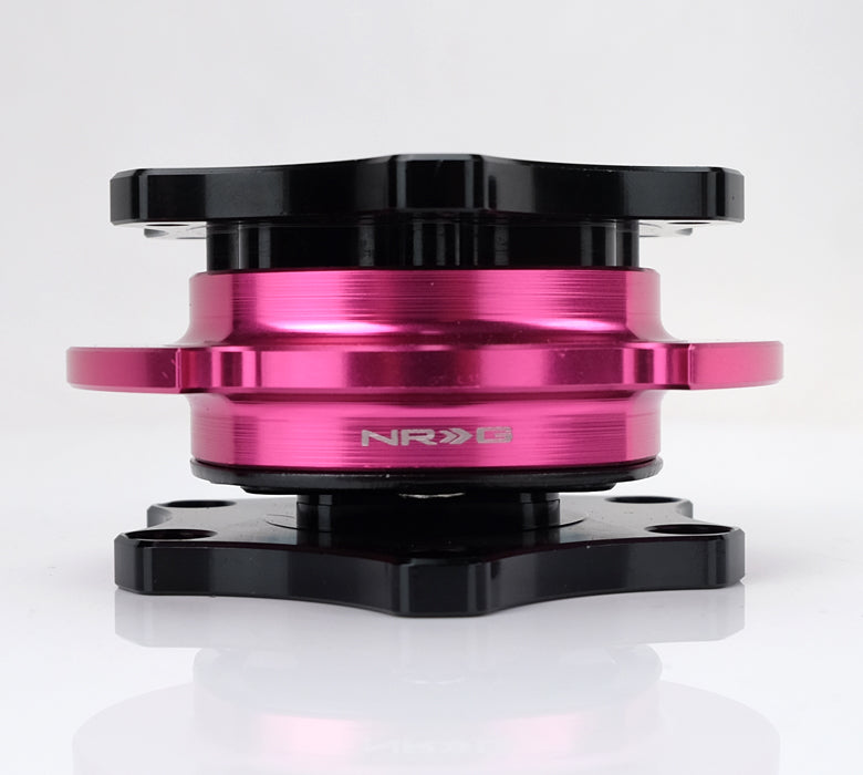 NRG Innovations - R2.0 SFI Key Way Type Quick Release - Shiny Black Body / Shiny Pink Ring - NextGen Tuning