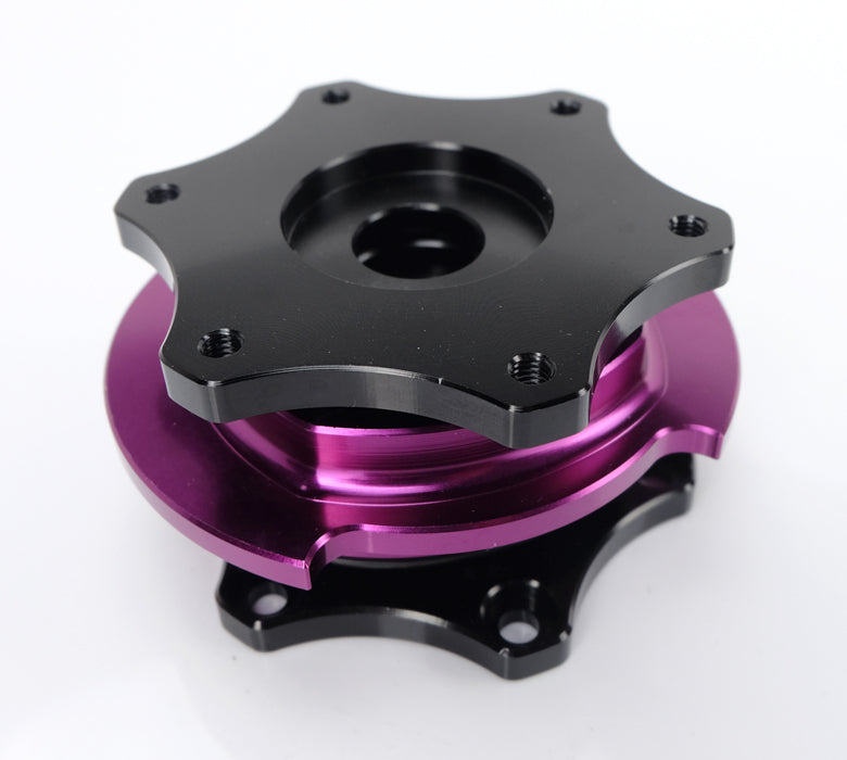 NRG Innovations - R200 SFI Key Way Type Quick Release - Shiny Black Body / Shiny Purple Ring - NextGen Tuning