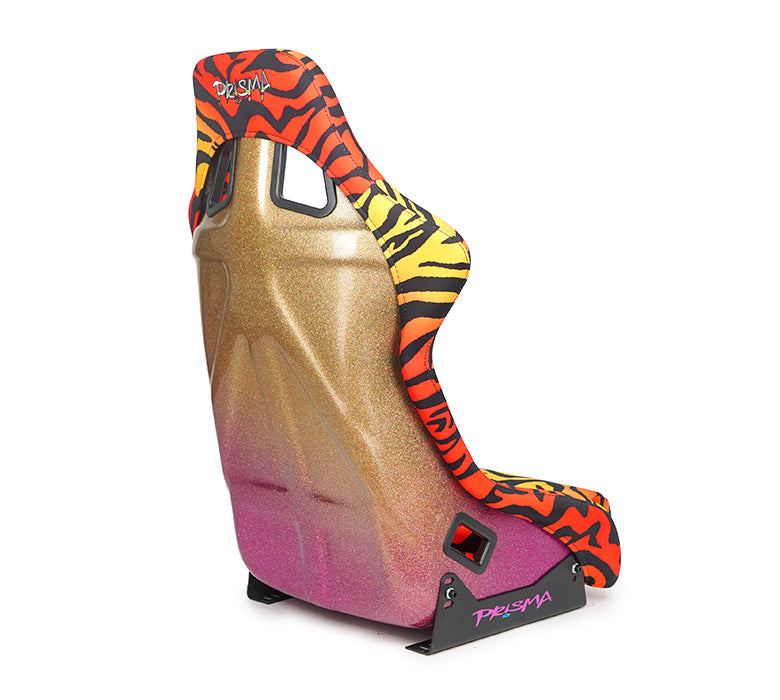 NRG Innovations - FRP Bucket Seat La Tigre Edition - Medium - Tiger Yellow-Orange Print/Gold to Pink Hombre Sparkled Back - FRP-303-TIGRE-SAVAGE - NextGen Tuning