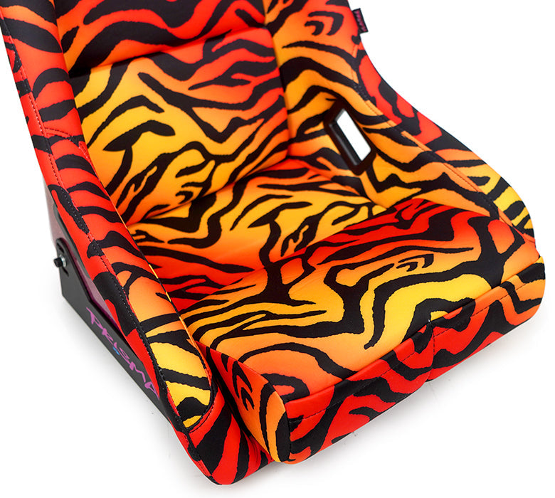 NRG Innovations - FRP Bucket Seat La Tigre Edition - Medium - Tiger Yellow-Orange Print/Gold to Pink Hombre Sparkled Back - FRP-303-TIGRE-SAVAGE - NextGen Tuning