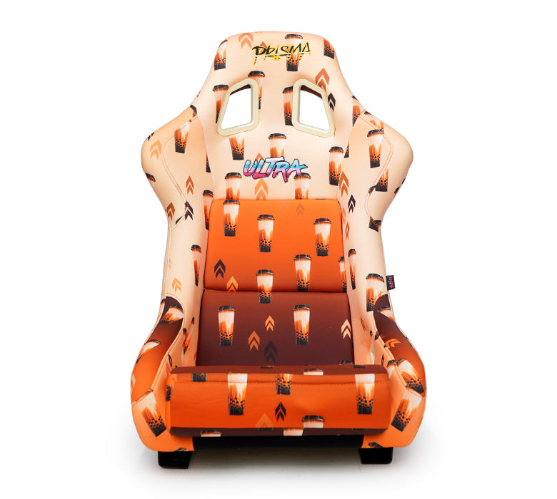 NRG Innovations - FRP Bucket Seat Boba Edition - Medium - Brown Sugar Boba Print/Gold Sparkled Back - FRP-303-BOBA - NextGen Tuning