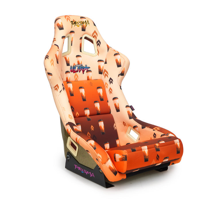 NRG Innovations - FRP Bucket Seat Boba Edition - Medium - Brown Sugar Boba Print/Gold Sparkled Back - FRP-303-BOBA - NextGen Tuning