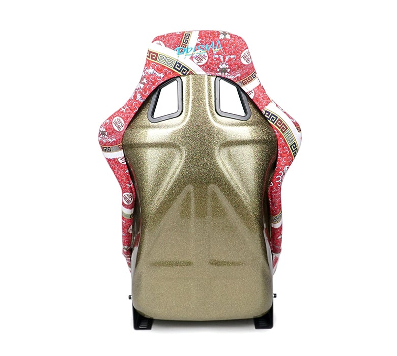 NRG Innovations - FRP Bucket Seat Dynasty Edition - Large - Oriental Longivity Plate/Gold Pearlized Back - NextGen Tuning